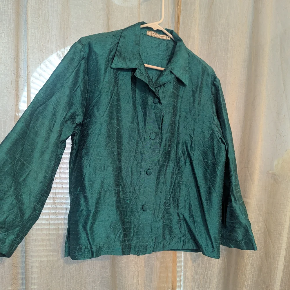 105. Blue Boxy Button Down Shirt with Notched Collar - Picture 1 of 4